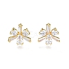 Clear Cubic Zirconia Flower Stud Earrings EJEW-N014-20-2