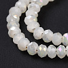 Half Plated Faceted Rondelle Electroplate Imitation Jade Glass Bead Strands X-EGLA-D020-3x2mm-05-4
