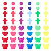 120Pcs 4 Styles Spray Painted Opaque Acrylic Beads ACRP-TA0001-03-3