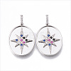 Brass Micro Pave Cubic Colorful Zirconia Pendants KK-N232-170P-NF-1