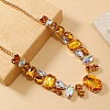 European Vintage Style Alloy Rhinestone Geometric Oval Bib Necklaces for Women FX7886-5-2