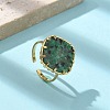 Square Natural Turquoise Finger Rings RJEW-R009-01G-04-1