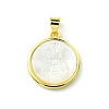 Rack Plating Brass Pave Natural Shell Pendants KK-A204-01B-03G-1
