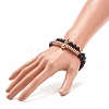 2Pcs 2 Style Synthetic Hematite & Black Stone & Natural Obsidian Stretch Bracelets Set with Cubic Zirconia Skull BJEW-JB08120-04-3