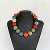 Bohemian Resin Round Beaded Necklaces with Brass Clasps for Women WGBFE99-01-1