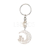 Stainless Steel Hollow Moon Cat Keychains KEYC-JKC00585-02-1