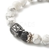 Natural Howlite & Lava Rock Round Beads Energy Power Stretch Bracelet for Men Women BJEW-JB07037-02-4