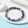 Natural Sodalite Round Beaded Stretch Bracelets BJEW-TA00431-2