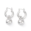 Brass Round Ball Dangle Hoop Earrings for Women EJEW-G347-04P-1