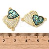 Rack Plating Brass Micro Pave Clear Cubic Zirconia Connector Charms KK-P268-20G-01-3