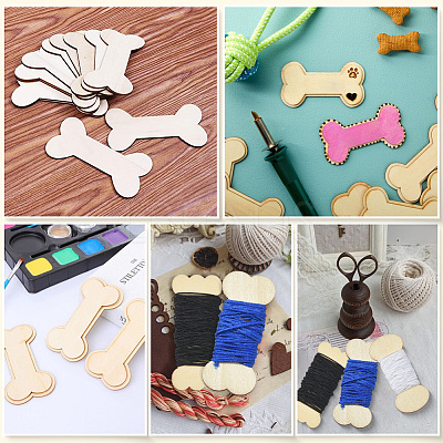 60Pcs 3 Styles Wood Thread Winding Boards DIY-SC0031-10B-1