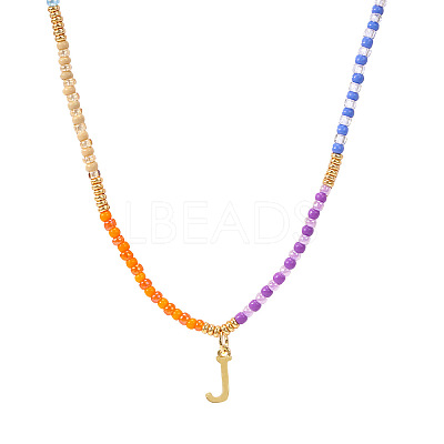 Rainbow Gradient Glass Seed Beaded Necklaces AF2375-10-1