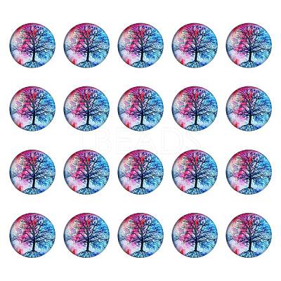 Half Round/Dome Tree Pattern Glass Flatback Cabochons for DIY Projects GGLA-YW0001-14B-1
