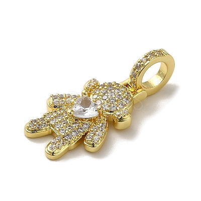 Rack Plating Brass Micro Pave Clear Cubic Zirconia Pendants KK-R158-02A-G-1