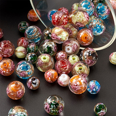 Handmade Gold Sand Lampwork Beads LAMP-CD0001-06-1