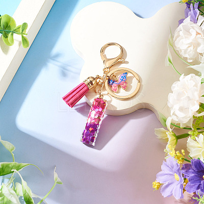 Alloy Resin Butterfly Keychains KEYC-TADJ0002-02G-I-1