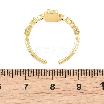 Brass Micro Pave Cubic Zirconia Enamel Cuff Open Rings CU-CBACDF6-04G-1
