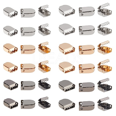 180Pcs 6 Style Zinc Alloy Ribbon Crimp Ends FIND-CA0004-51-1