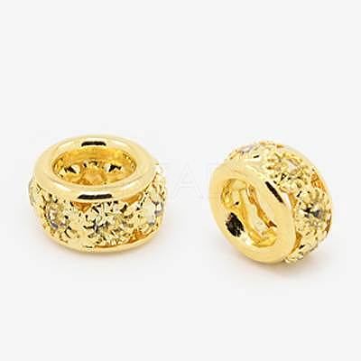 Brass Rhinestone European Beads RB-A050-H5mm-01G-1