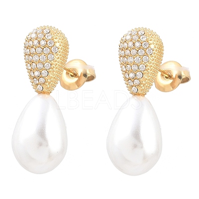 316L Surgical Stainless Steel Micro Pave Cubic Zirconia Stud Earrings for Women SA-CBA2DC8-03G-1