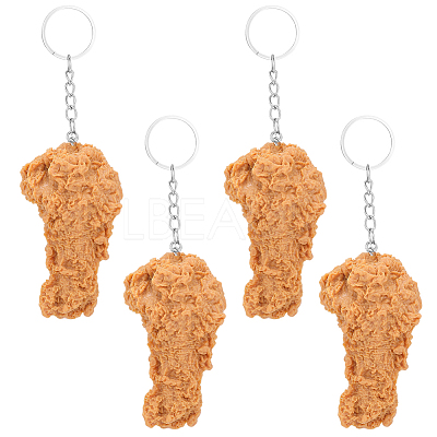 4Pcs Chicken Leg PVC Pendant Keychains KEYC-SC0002-22-1