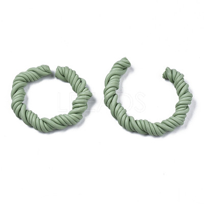 Polymer Clay Twist Rope Open Ring CLAY-N010-031-04-1