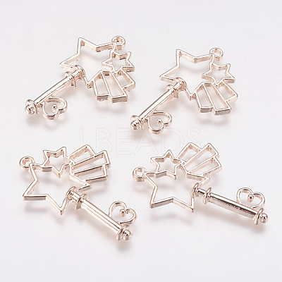 Long-Lasting Plated Alloy Open Back Bezel Pendants PALLOY-P166-40RG-A-1