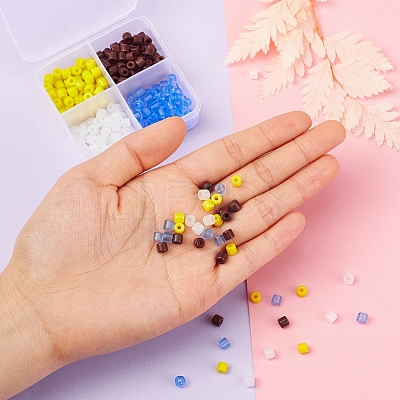 4 Colors Opaque & Imitation Jade & Transparent Glass Bugle Beads SEED-YW0001-41-1