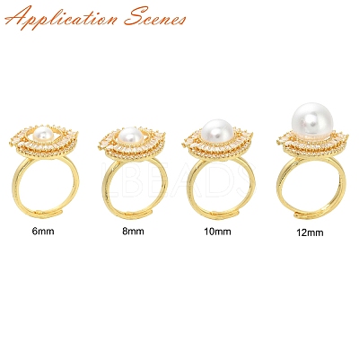 Flat Round Brass Micro Pave Cubic Zirconia Adjustable Ring Settings KK-K297-06G-1