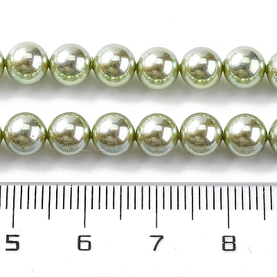 UV Plating Pearlized Glass Pearl Beads Strands GLAA-F128-01A-T21-1