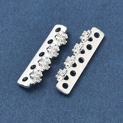 Brass Micro Pave Clear Cubic Zirconia Spacer Bars KK-Z139-11S-02-1
