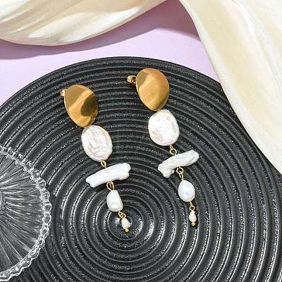 Natural Nucleated Baroque Keshi Pearl Stud Earrings EJEW-JE07152-1