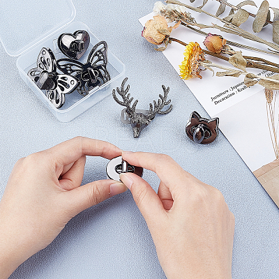 6 Sets 6 Styles Zinc Alloy Bag Twist Lock Accessories FIND-PH0002-24B-1