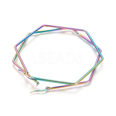 304 Stainless Steel Geometric Angular Hoop Earrings STAS-D171-08M-1