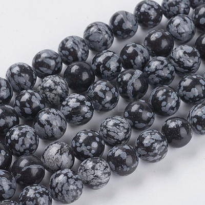 Natural Snowflake Obsidian Beads Strands X-G-G515-10mm-01-1