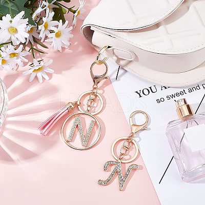2Pcs 2 Style Alloy Rhinestone Keychain Sets KEYC-WR0001-01N-1