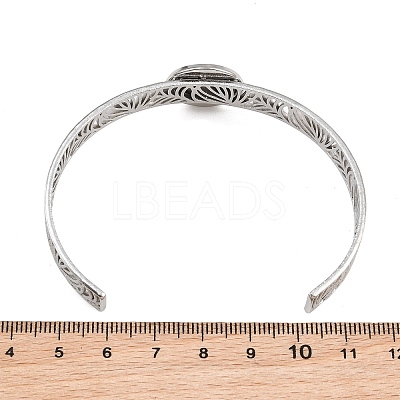 304 Stainless Steel Blank Cuff Bangle Bases with Flat Round Tray SA-CBA82C8-04A-P-1