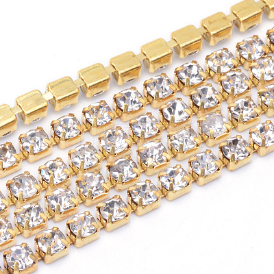Brass Rhinestone Strass Chains CHC-T003-SS16-01C-1