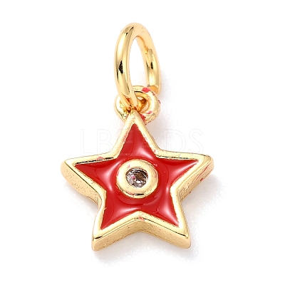 Brass Enamel Pendants KK-M218-10B-RS-1