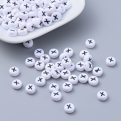 Acrylic Horizontal Hole Letter Beads X-PL37C9070-X-1