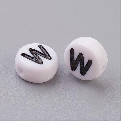 Acrylic Horizontal Hole Letter Beads X-PL37C9070-W-1