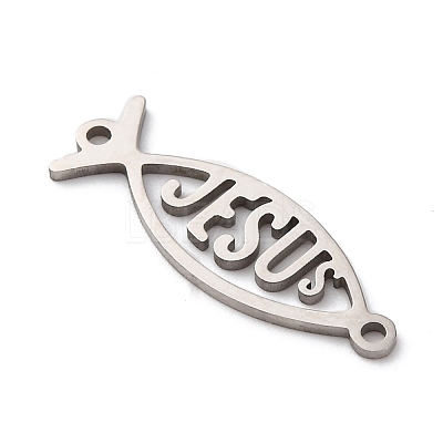 201 Stainless Steel Hollow Religion Jesus Fish Connector Charms STAS-V014-03P-1