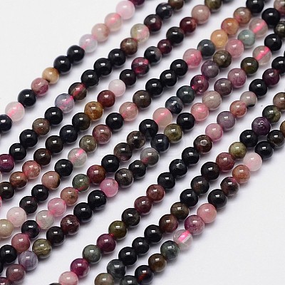 Natural Multicolor Tourmaline Round Bead Strands X-G-I162-01-3mm-1
