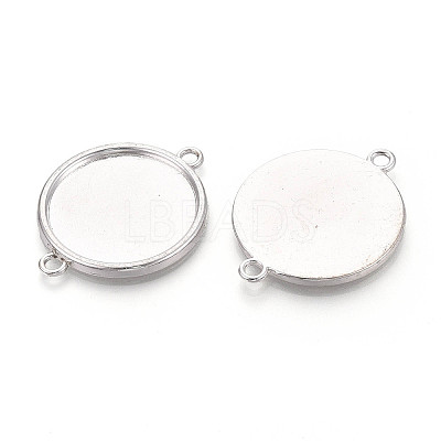 Tibetan Style Alloy Flat Round Connector Cabochon Settings PALLOY-N178-11AS-1