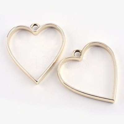 Rack Plating Alloy Heart Open Back Bezel Pendants PALLOY-S047-12E-FF-1