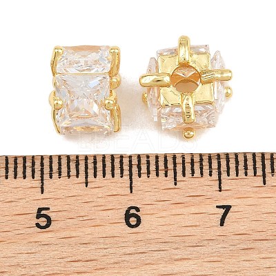 Brass Pave Clear Cubic Zirconia Beads CU-CBAF71E-01G-1