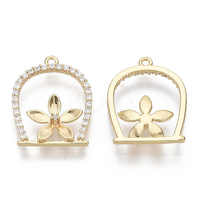 Brass Micro Pave Clear Cubic Zirconia Pendants KK-S356-080-NF-1