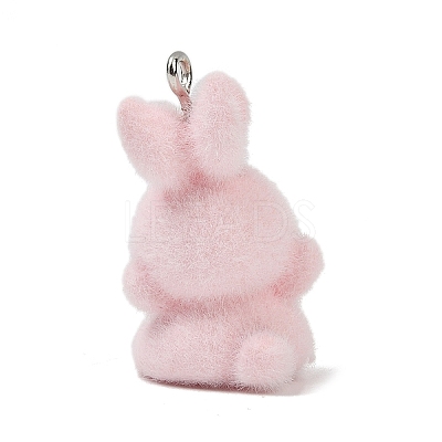 Animal Theme Flocky Opaque Resin Pendants RESI-H042-01P-12-1