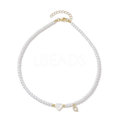 Brass Micro Pave Grade AAA Cubic Zirconia Letter Pendant Necklaces NJEW-JN04771-17-1