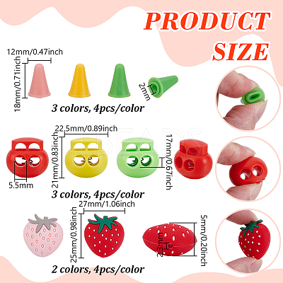 20Pcs 5 Styles Strawberry Synthetic Rubber Knitting Needle Point Protectors FIND-GA0008-11-1